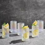 Hobnail Beaded Highball Drinking Tumbler Glasses | Set of 6 | Clear, Vintage Bubble Design Whiskey Glassware, Old-Fashioned, Embossed Design, Water, Wine, Cocktail Embossed Heavy Glass, Rocks Glass