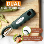Spring Chef Premium Swivel Vegetable Peelers for Kitchen, Stainless Steel Apple Peelers with Soft Grip Handle and Sharp Blades, Perfect for Potato, Carrot, Mango, Cucumber - Set of 2 - Pine Green