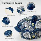 Ceramic Casserole Dish With Lid, Casserole Dishes for Oven, Baking Dish Lasagna Pans For Cooking, Oval Baking Pan, Dutch Oven, Perfect for Bread Baking and Serving, Housewarming, Thanksgiving - Blue