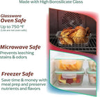 Fusion Gourmet 8 Pack 35 oz Glass Storage Containers with Lids - Airtight, Leakproof, Oven, Microwave & Freezer Safe, Stain & Odor Resistant, Reusable Meal Prep Containers (16-Piece)