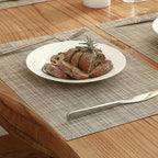 Leetaltree Linen Yellow Placemats Set of 6 - Heat Resistant Non-Slip Place mats for Dining Table, Washable Durable PVC Vinyl Woven Table Mats（Linen Yellow, 6）