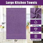 Homaxy Premium Kitchen Towels(18”x 28”, 6 Pack), Large Cotton Kitchen Hand Towels, Flat and Terry Dish Towels, 380 GSM Highly Absorbent Tea Towel Set with Hanging Loop, Purple