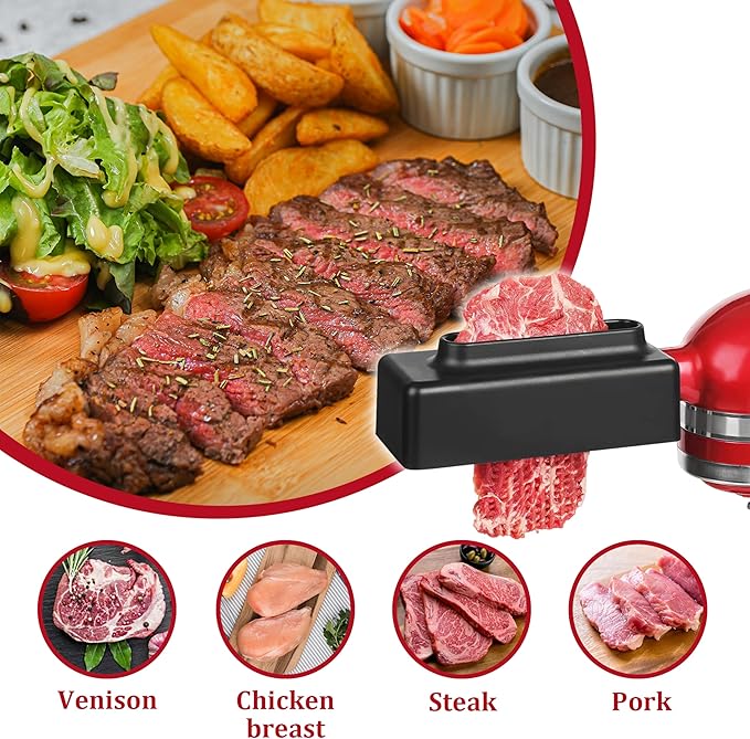 Meat Grinder Attachment and Meat Tenderizer Stapler Tool Compatible with All Kitchen Aid Stand Mixer Models Food Processing Accessories