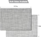 Placemats Set of 6 - Easy Clean Washable Vinyl Placemats - Wipeable Heat Resistant Table Mats for Dining Table - 17.7x11.8 Inch (6, Black & White Two-Tone)