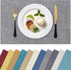 Homaxy Cloths Placemats for Dining Table Set of 4, Heat Resistant Washable Cotton Linen Blend Table Mats, Easy to Clean Place Mats for Indoor Outdoor Party Kitchen Decoration, 13" x 19", Dark Grey