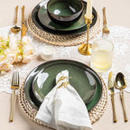 LERATIO Ceramic Dinner Plates Set of 6, 10.5 Inch Handmade Reactive Glaze Porcelain Plates, Coupe Shape Dinnerware Dishes Set for Kitchen,Oven& Microwave & Dishwasher Safe, Scratch Resistant-Green