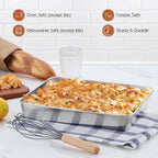 9¾ x 12½ x 2 Inch Baking Pans Set, Stainless Steel Retangle Sheet Cake Lasagna Pan with Lid, Deep & Non Toxic, Set of 4