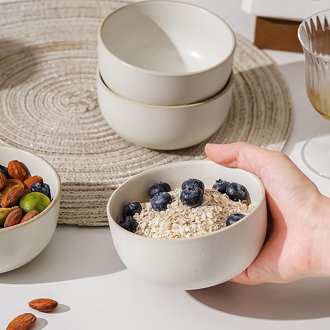 S&Q'S CERAMICS Ceramic Small Bowls for Kitchen, Set of 6, 9 ounces Small Ceramic Bowls for Condiments, Dipping, Side Dishes (Glazed Matte Off-White)…