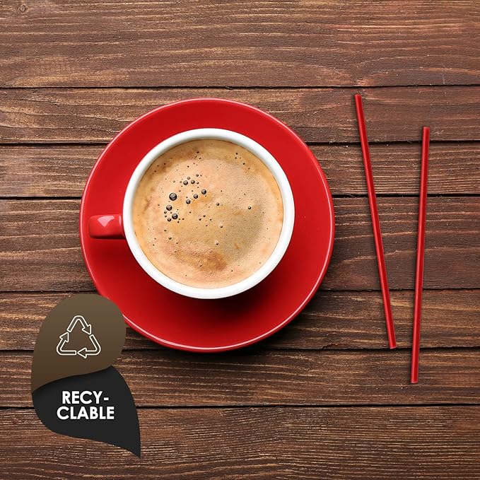 PAMI Disposable 5in Plastic Sip Stirrers/Straws, Value Pack of 1000 Stirring Sticks for Hot & Cold Drinks, Cocktail & Coffee Bar Stir Straws (Red One Size)