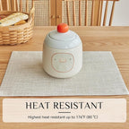 Softalker Faux Linen Placemats Set of 6-12 x 18 Inch, Heat Resistant Double Layered Durable Burlap Farmhouse Place Mats, Non-Slip Washable Rustic Table Mats for Dining, Kitchen, Party（Cream