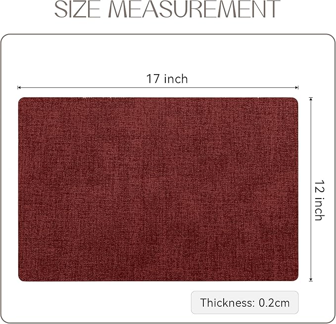 Romanstile Vinyl Placemats Set of 6-12 X 18 Inch - Heat Resistant Place Mats 100% Waterproof Oilproof Wipeable Reversible Faux Leather Table Mats for Kitchen/Dining/Party/Outdoor, Red