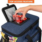 OPUX Soft Cooler Bag, Insulated Collapsible Lunch Cooler Tote for Men Work Camping Beach Travel, Portable Soft Sided Leakproof Waterproof Large Lunch Bag Box with Shoulder Strap 30 Cans, Heather Navy