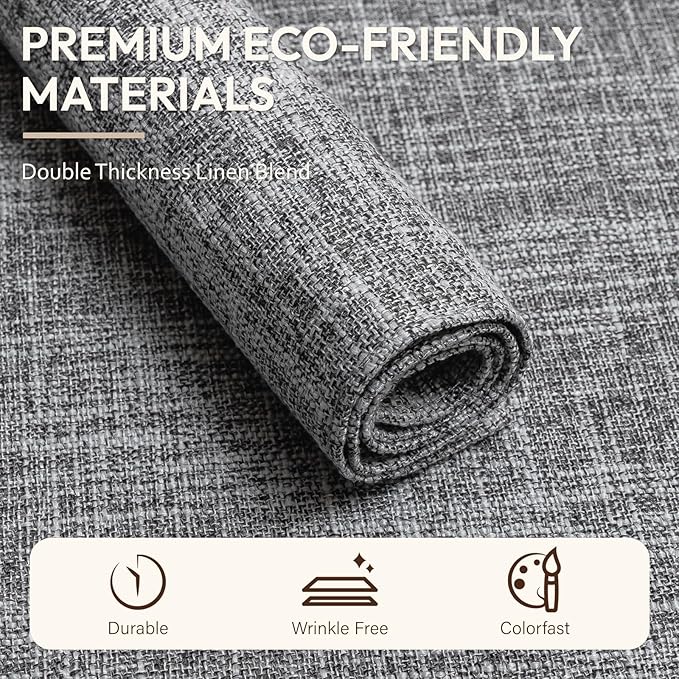 Blue Forest Placemats Set of 8, Dual-Layered Thickened Faux Linen Cloth Place Mats Heat Resistant Machine Washable Wrinkle Free Table Mats Indoor/Outdoor (Light Grey)