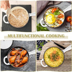E-far Enameled Cast Iron Sauce Pan, 2 Quart Dutch Oven Saucepan with Lid, Small Sauce Pot for Cooking, Boiling, Healthy & Non Toxic, Induction & Oven Safe, White