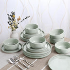 HaWare Stoneware Dinnerware Sets, 18-Piece Plates and Bowls Set for 6, Dishes Set for Home Restaurant, Speckled Asparagus Green