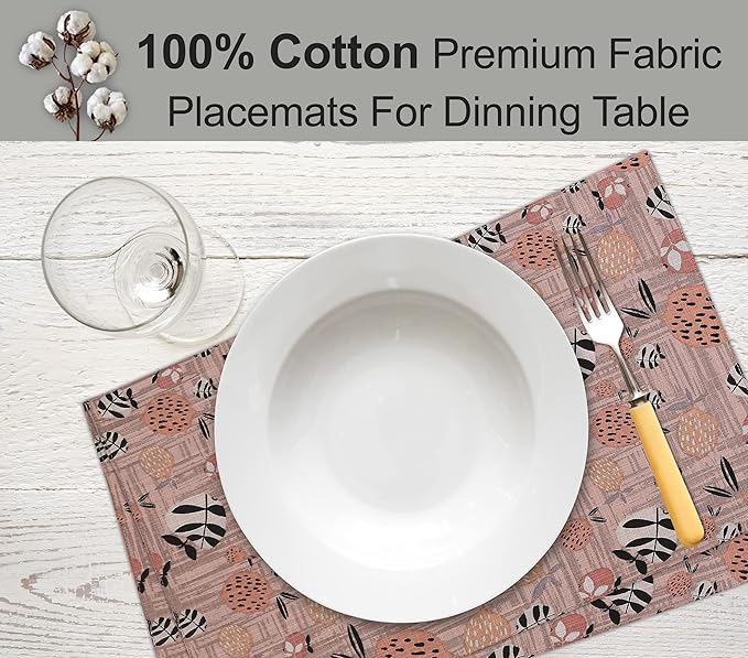 Ruvanti Placemats 100% Cotton 13x19 Inch, Dining Table Placemats Set of 6, Modern Place Mats for Dining Table Decor, Kitchen & Table Linens, Coffee Mat for Christmas Dinners - Dusty Palette