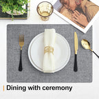 Homaxy Cloths Placemats for Dining Table Set of 4, Heat Resistant Washable Cotton Linen Blend Table Mats, Easy to Clean Place Mats for Indoor Outdoor Party Kitchen Decoration, 13" x 19", Dark Grey