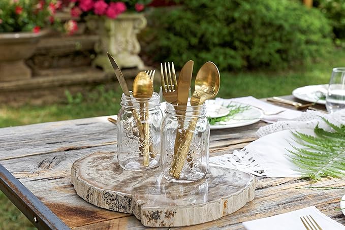 Fortessa Arezzo 18/10 Stainless Steel Flatware, 5 Piece Place Setting, Service for 1, Brushed Gold