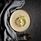 HaWare Stoneware Salad Plates Set of 6, 7.9” Heavy Duty Ceramic Plates, Reactive Glaze Dinnerware for Home Restaurant, Chip and Scratch Resistant, Microwave and Dishwasher Safe, Reactive Sandy Khaki