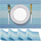 LEXMORE PVC Woven Placemats 4 PCS Wipeable Indoor/Outdoor Table Mats Washable Vinyl Place Mats for Dining Table, Set of 4-Ocean Geode