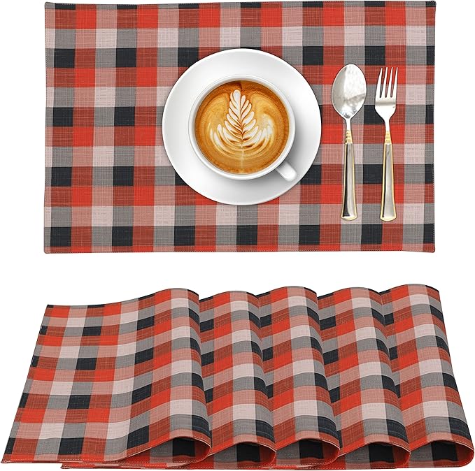 Ruvanti Placemats 100% Cotton 13x19 Inch, Dining Table Placemats Set of 6, Modern Place Mats for Dining Table Decor, Kitchen & Table Linens, Coffee Mat for Christmas Dinners - Play Box