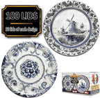 Supa Ant Canning Lids Regular Mouth (100pcs) Decorative Tin Canning Lids Regular Mouth (Vintage Plates) Buckle Proof and Rust Proof - Perfect Fit Can Lid for Mason Jars Canning Supplies