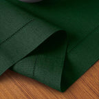 D'Moksha Homes Linen Forest Green Table Runner 72 Inches Long - 100% Pure Linen Hemstitch Table Runner 14 x 72 Inch for Dresser, Dining, Summer, Fall and Halloween - Classic Hemstitch
