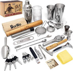 Barillio Bar Tool Set Pro Edition - Stainless-Steel Cocktail Shaker Set - Mixology Bartender Kit w/Boston Shaker, Drink Mixer & Muddler for Cocktails - Home Bar Accessories - 32-Pc Bar kit
