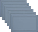 Ruvanti Linen Placemats Set of 6-13x19 Inch, Classic Hemstitch, Heat ‎Resistant Machine Washable Place Mats, Soft & Elegant- Perfect for Christmas, ‎Thanksgiving, Easter, Weddings, Dinner - Grey