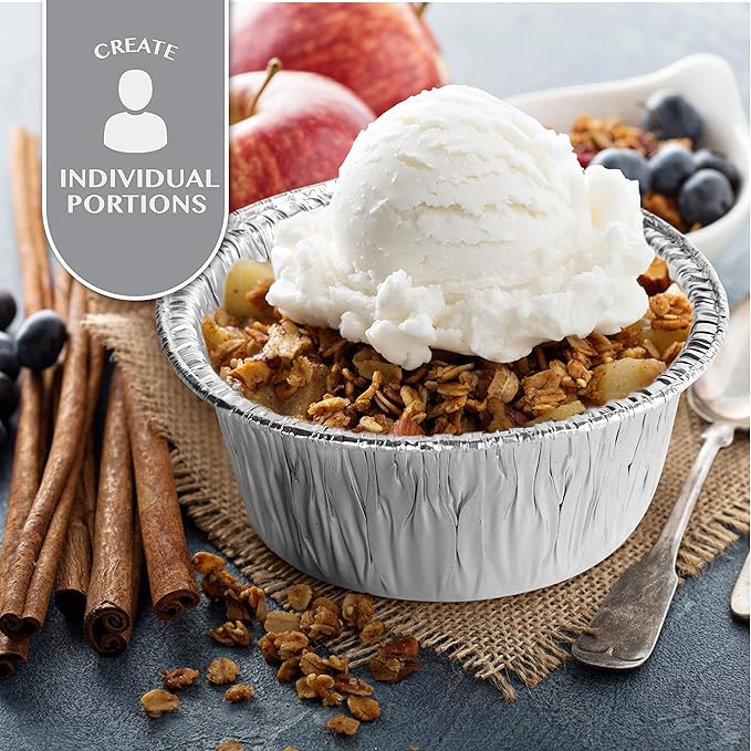 Plasticpro 4.5'' Inch Round Tin Foil Pans Disposable Aluminum, Freezer & Oven Safe Pack of 50