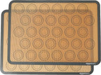 Amazon Basics Silicone Baking Mat for Macarons, Non-Stick, Food Safe, 16.5" x 11.6", Beige/Gray, Pack of 2
