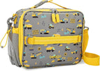 Bentgo Kids Lunch Bag - Durable, Double-Insulated Lunch Bag for Kids 3+; Holds Lunch Box, Water Bottle, & Snacks; Easy-Clean Water-Resistant Fabric & Multiple Zippered Pockets (Construction Trucks)