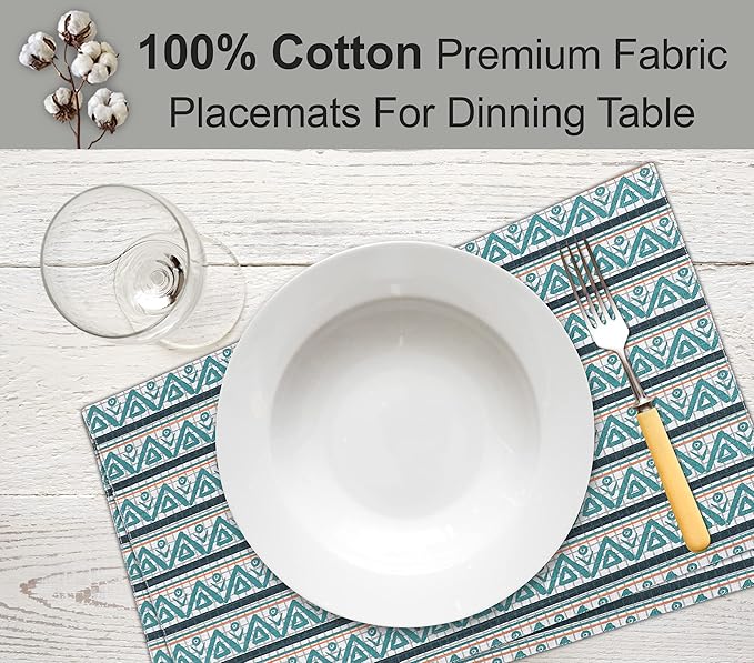 Ruvanti Placemats 100% Cotton 13x19 Inch, Dining Table Placemats Set of 6, Modern Place Mats for Dining Table Decor, Kitchen & Table Linens, Coffee Mat for Christmas Dinners - Kite
