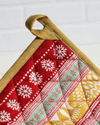 Maison d' Hermine Pot Holders 100% Cotton Heat Resistant Potholders 8" x 8" Hot Pads with Loop BBQ, Cooking, Baking, Grilling, Kitchen, Handling Hot Pans (Pack of 1, Sofia)
