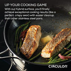 Circulon Clad Stainless Steel Induction Frying Pan and Wok Set with Hybrid SteelShield and Nonstick Technology, 4 Piece - Stainless Steel