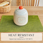 Softalker Faux Linen Placemats Set of 12-12 x 18 Inch, Heat Resistant Double Layered Durable Burlap Farmhouse Place Mats, Non-Slip Washable Rustic Table Mats for Dining, Kitchen, Party（Lime Green