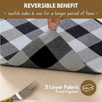 Native Fab Table Runner Buffalo Check Plaid 100% Cotton - 13x90 Inches Kitchen Dining Table Decoration for Indoor Outdoor Farmhouse Home Party Decor - Black, Grey