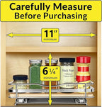 LYNK PROFESSIONAL® Élite™ Pull Out Spice Rack Organizer for Inside Kitchen Cabinets - 10-1/4 inch Wide - Slide Out Drawer – Wood/Chrome Sliding Spice Cabinet Organization Shelf Racks - 1 Tier