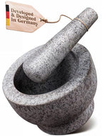 ChefSofi 1.5 Cup-Capacity Mortar and Pestle Set - Unpolished Heavy Granite for Enhanced Performance and Organic Appearance