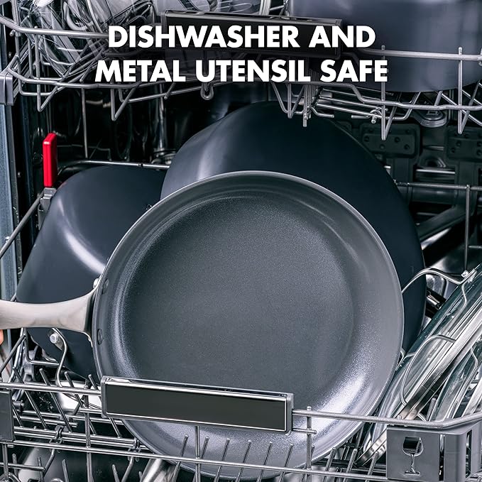 GreenPan Canterbury 10 Piece Cookware Pot and Pans Set, Hard Anodized PFAS-Free Healthy Ceramic Nonstick, Stainless Steel Handles, Versatile Cooking Essentials, Dishwasher & Oven Safe, Clay