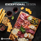 Double-Sided 100% Titanium Cutting Board with Bamboo Charcuterie Side – Pure Titanium Cutting Boards for Kitchen – Large(16"x12") Elegant Cutting Board w/Juice Groove & Wood Presentation Surface