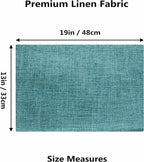 Home Brilliant Linen Placemats Set of 6 Heat Resistant Dining Table Place Mats for Kitchen Table, 13 x 19 inches, Peacock