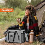 OPUX Soft Cooler Bag, Insulated Collapsible Lunch Cooler Tote for Men Work Camping Beach Travel, Portable Soft Sided Leakproof Waterproof Large Lunch Bag Box with Shoulder Strap 30 Cans, Heather Gray