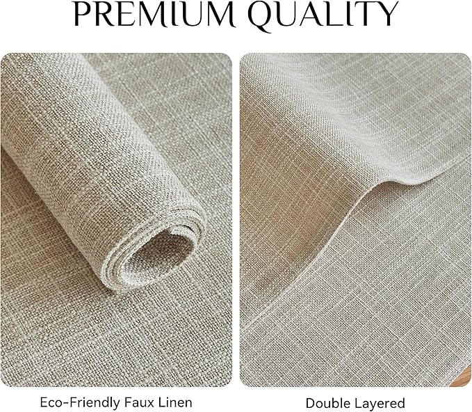 Softalker Faux Linen Placemats Set of 8-12 x 18 Inch, Heat Resistant Double Layered Durable Burlap Farmhouse Place Mats, Non-Slip Washable Rustic Table Mats for Dining, Kitchen, Party（Cream