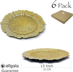 allgala 13-Inch 6-Pack Heavy Quality Round Charger Plates-Reef Gold-HD80331