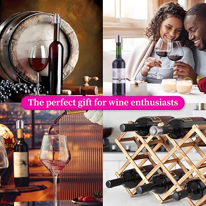 Wine Stoppers Vacuum for Wine Bottles - 3-Pack Stainless Steel Wine Vacuum Pump with Date Markers, Reusable, Leak-Proof Wine Corks, Perfect Gifts for Wine Lovers & Bar Accessories