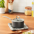 Cooks Standard 2-Quart Hard Anodized Nonstick Saucepan with Lid, Black