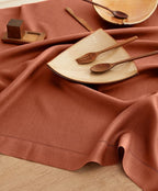 Solino Home Linen Cinnamon Tablecloth 52 x 52 Inch - 100% Pure Linen Square Table Throw - Classic Hemstitch, Machine Washable Table Cloth for Fall, Autumn, Halloween