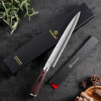 Sunnecko 10.5 inch Sashimi Knife,High Carbon Stainless Steel Japanese Sushi Knives,Yanagiba Knife with Knife Sheath and Gift Box