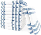 Realm 15" x 25" 100% Cotton Classic Kitchen Dish Towel (12 Pack) | Cuisine Stripe Nautical Blue | Super Absorbent Machine Washable Tea Towels with Hanging Loop